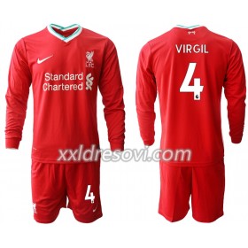 Liverpool Virgil van Dijk 4 Domaći Dječji Komplet Dresovi za Nogomet 2020-2021 Dugim Rukavima (+ kratke hlače)